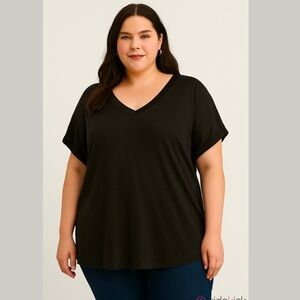 Tahari Women’s Black V-Neck Top – Size 2X – NWT